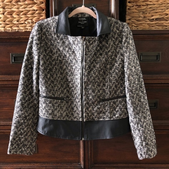 Romeo and Juliet Couture for Gossip Girl wool and faux leather tweed jacket in L - Picture 1 of 8